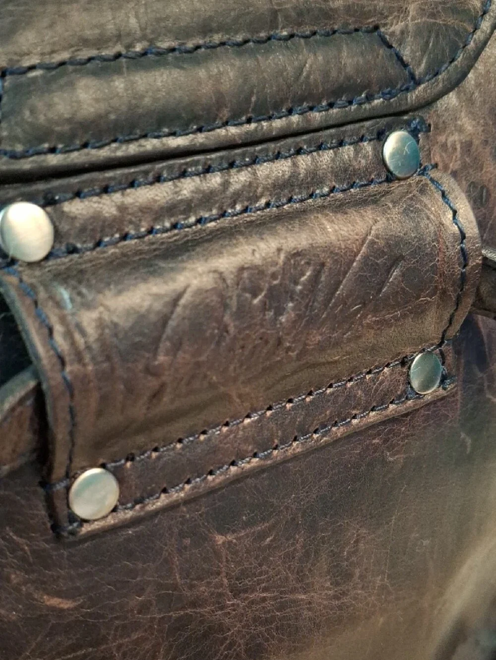 Patricia Nash Bellissimi Distressed Dark Brown Leather Turn-Lock Convertible Bag